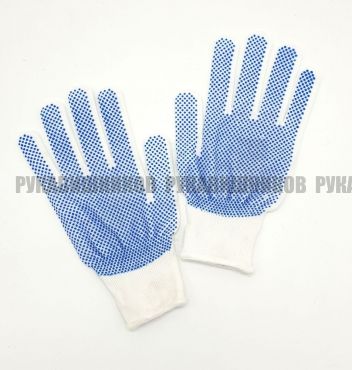 Перчатки трикотажные нейлоновые с ПВХ (микроточка), 13 класс фото