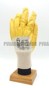 Перчатки ХБ с нитриловым покрытием "Лайт", желт. (облегченные) фото